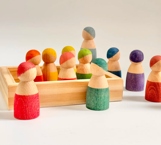 Stained Rainbow Peg People Set