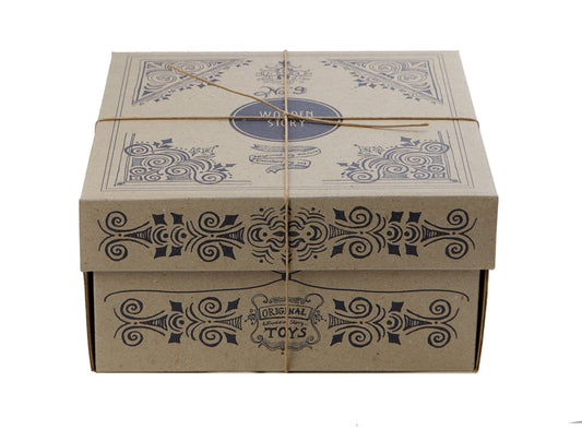 Eco-friendly packaging box for Rainbow Shape Sorter, featuring intricate designs and natural materials.