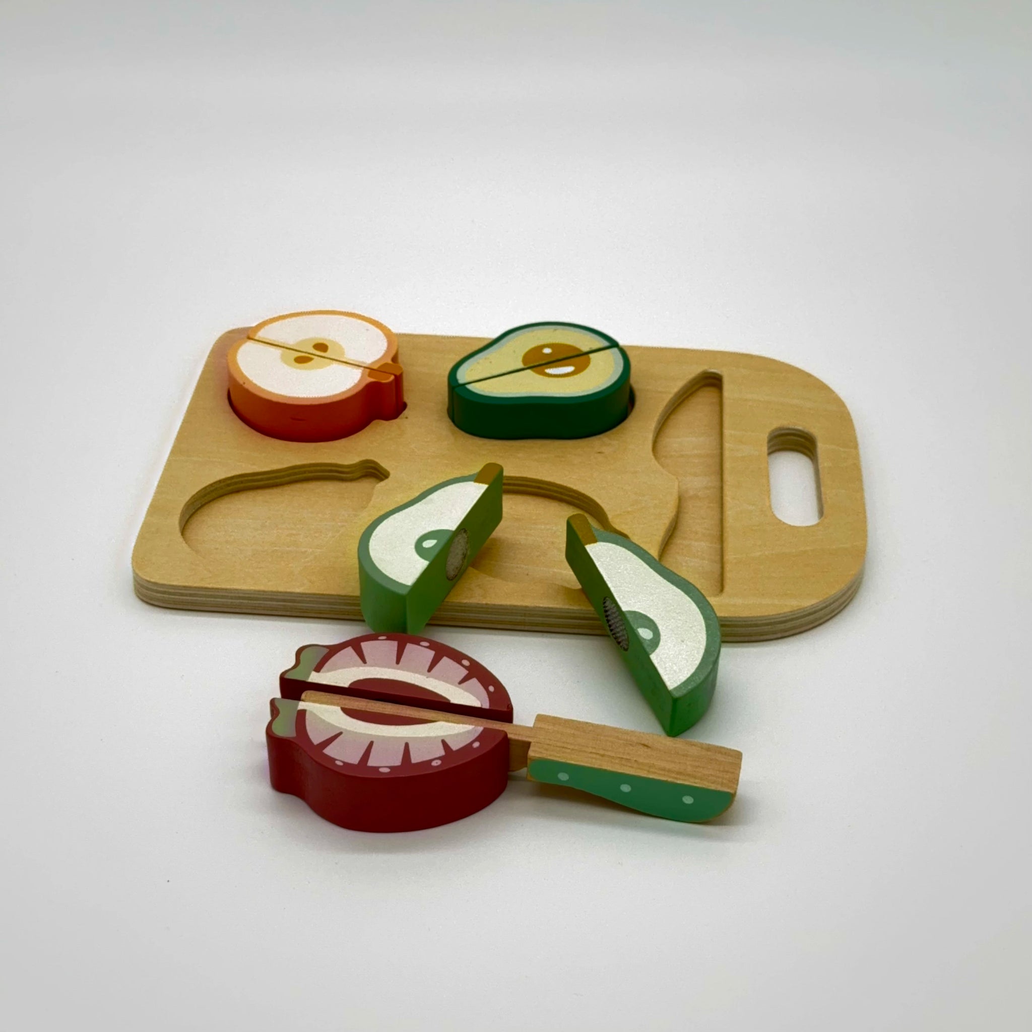 Wooden Fruit Cutting Set with Board and Knife