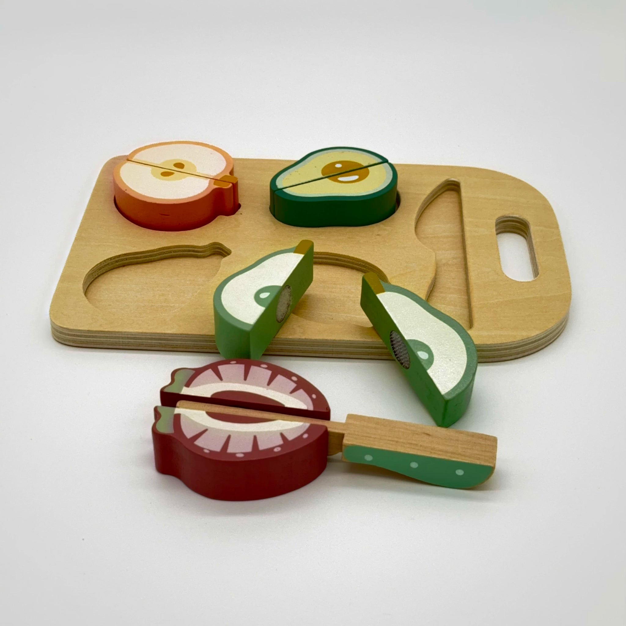 Wooden Fruit Cutting Set with Board and Knife
