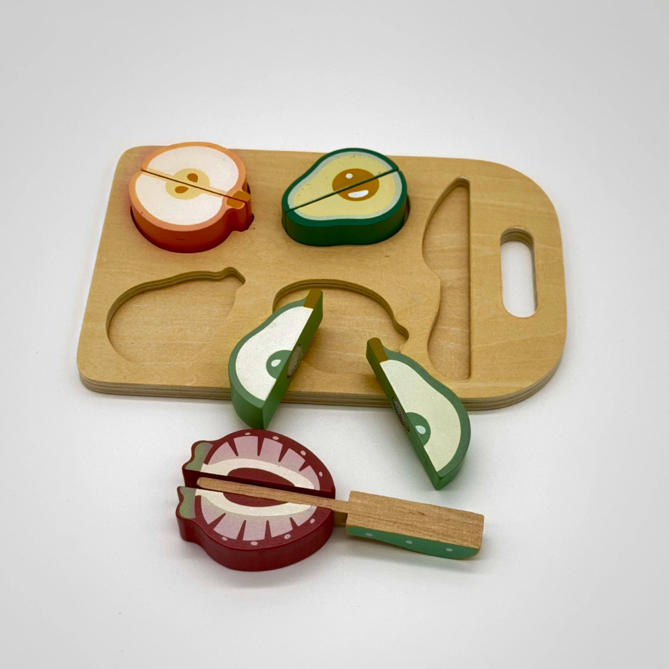 Wooden Fruit Cutting Set with Board and Knife