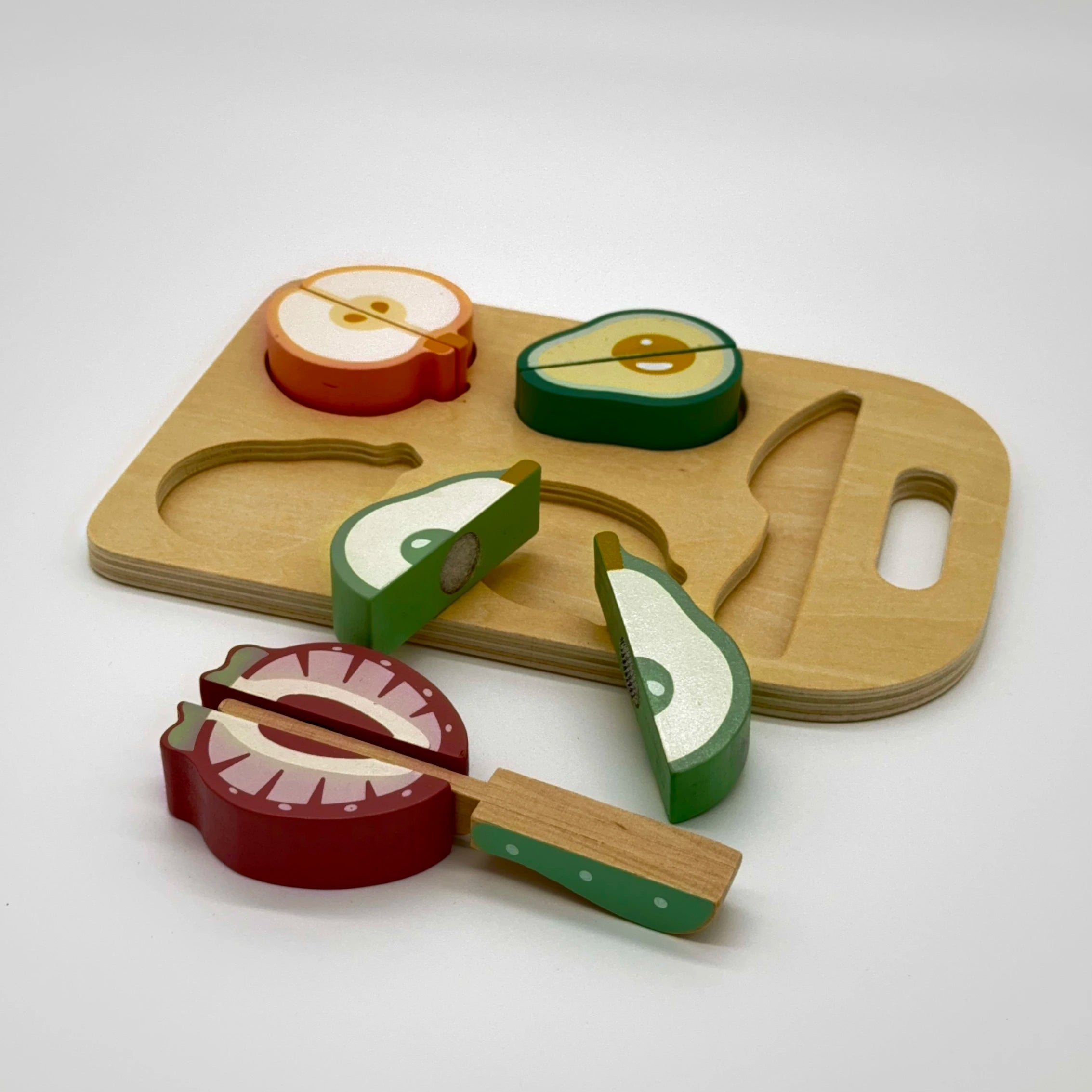 Wooden Fruit Cutting Set with Board and Knife