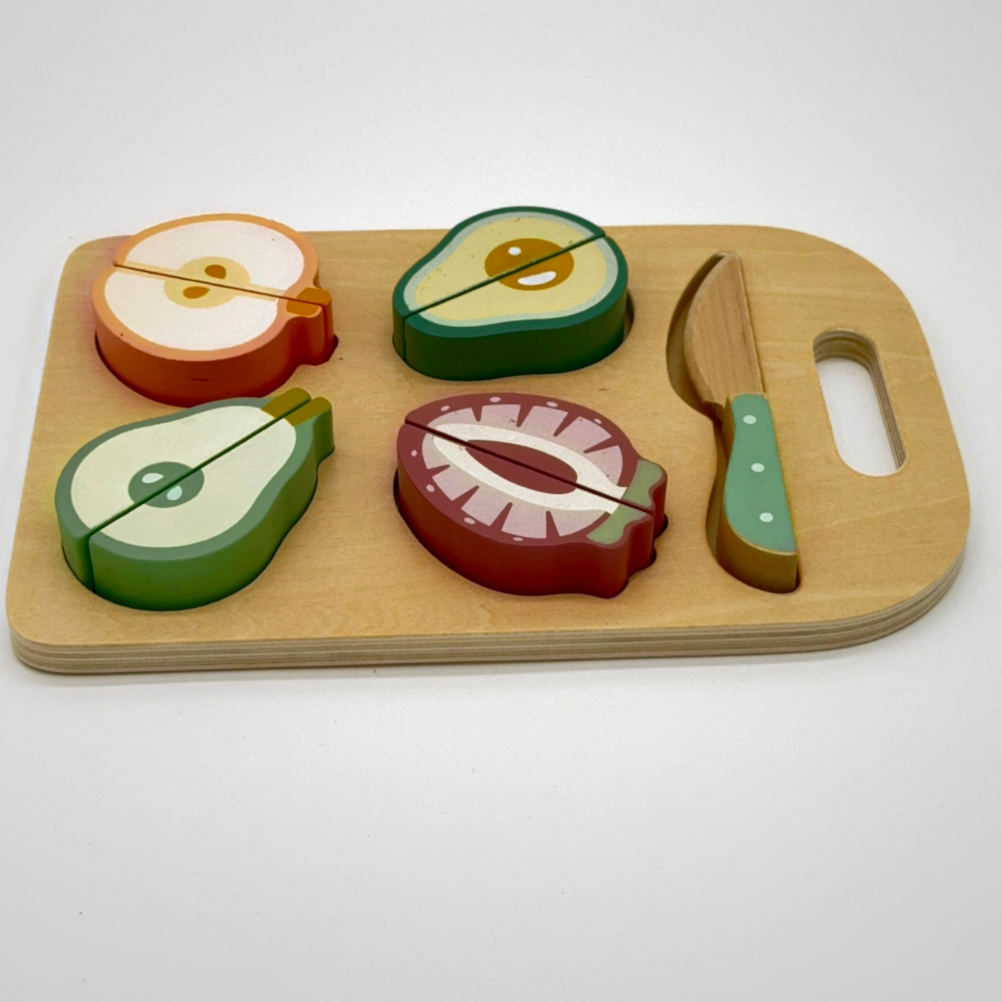 Wooden Fruit Cutting Set with Board and Knife