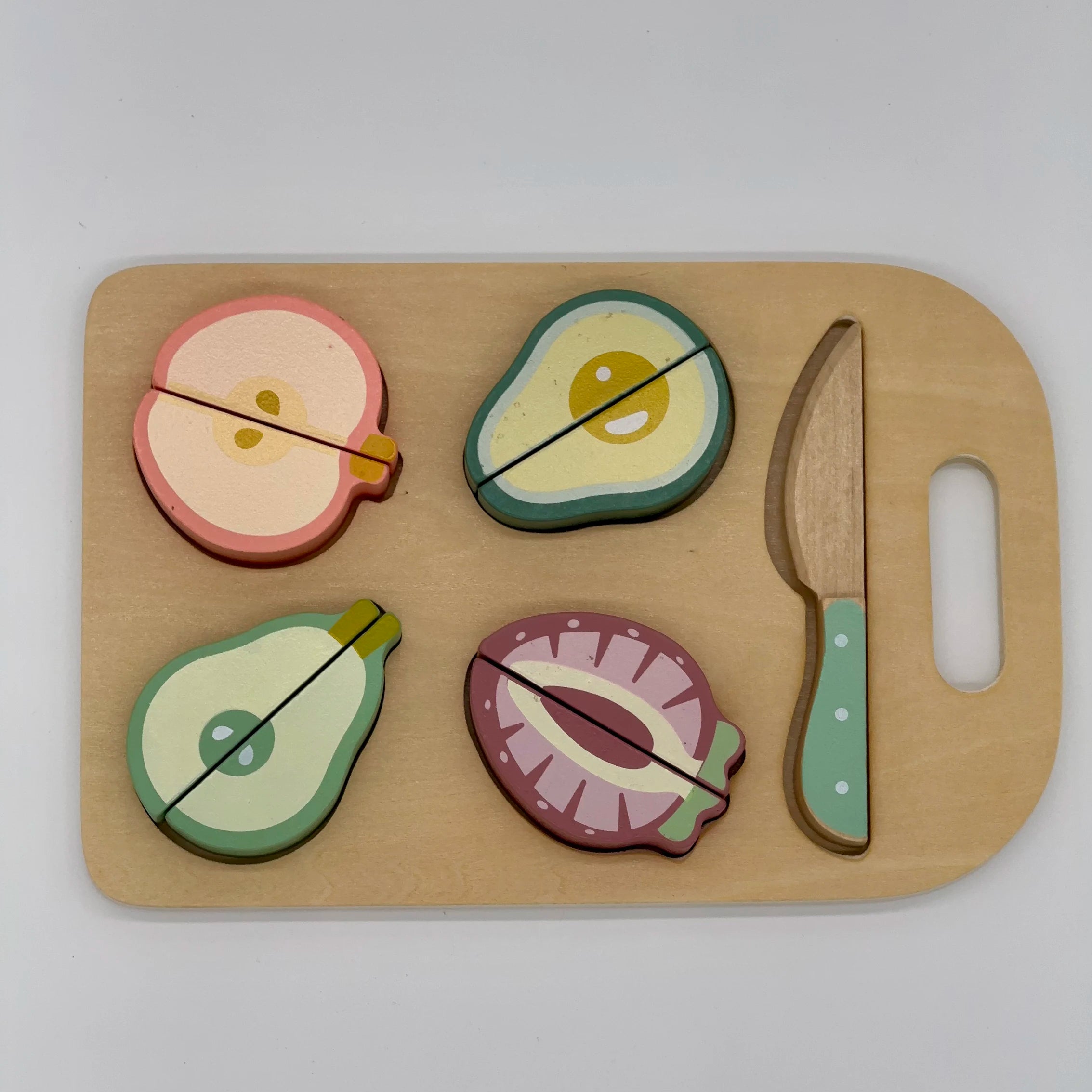 Wooden Fruit Cutting Set with Board and Knife