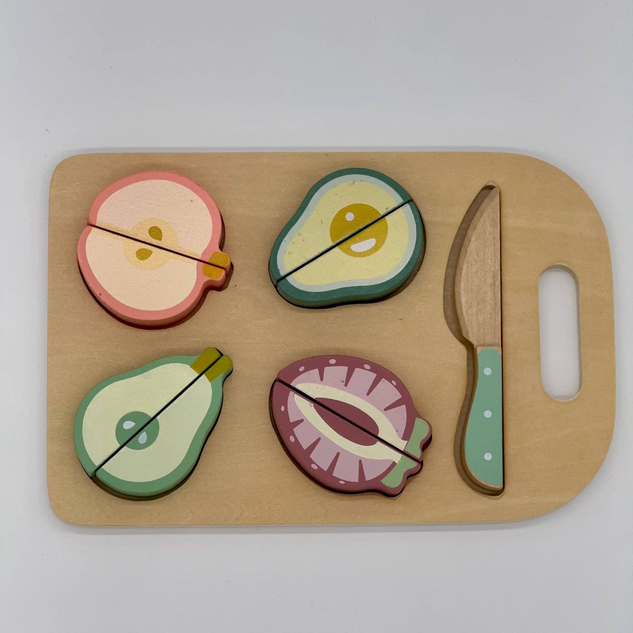 Wooden Fruit Cutting Set with Board and Knife