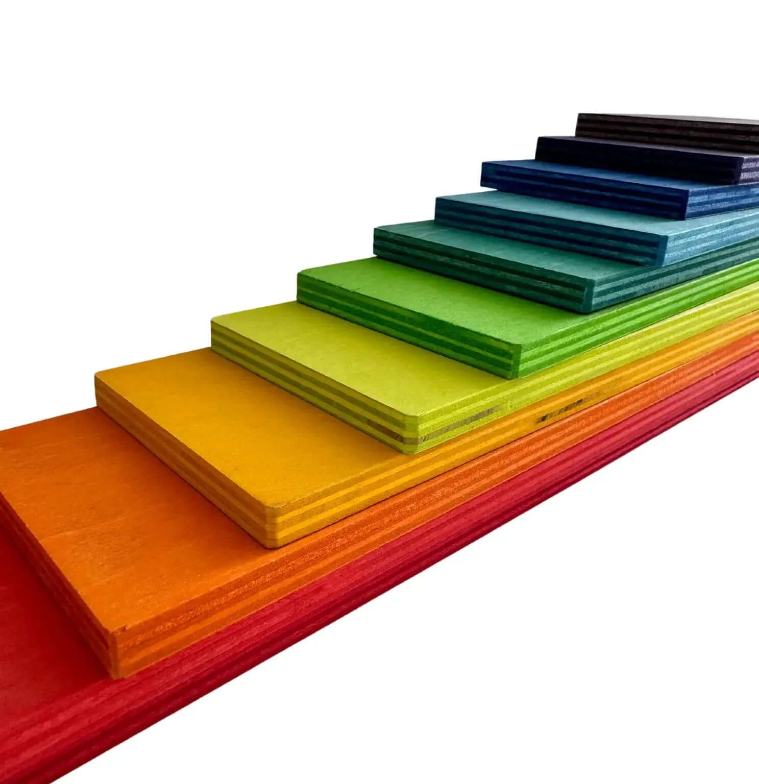 Wooden Rainbow Building Boards for open-ended Montessori play