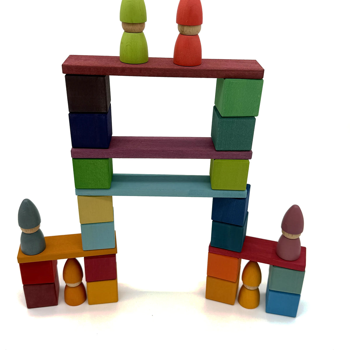 Rainbow Build & Stack Set with Peg Dolls
