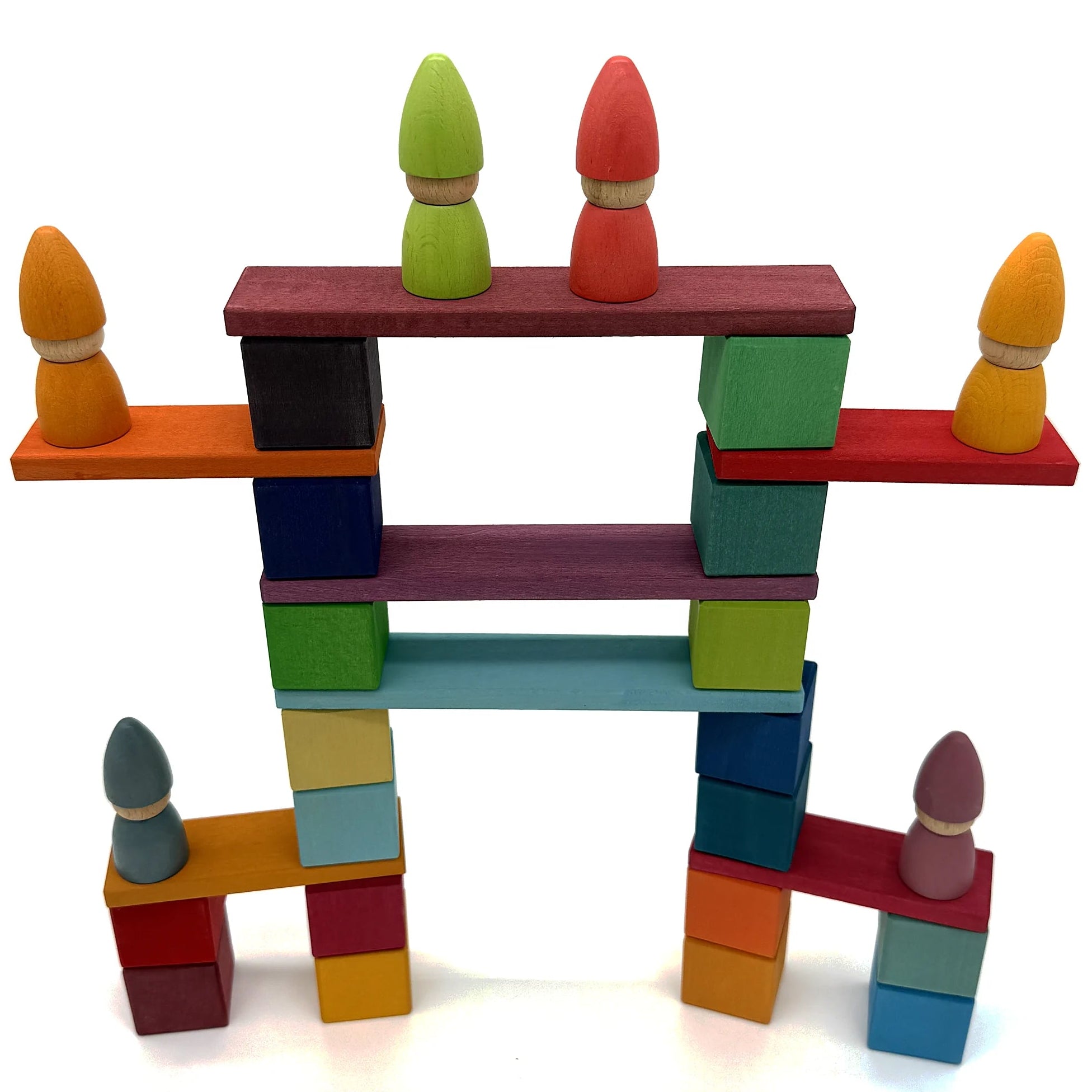 Rainbow Build & Stack Set with Peg Dolls