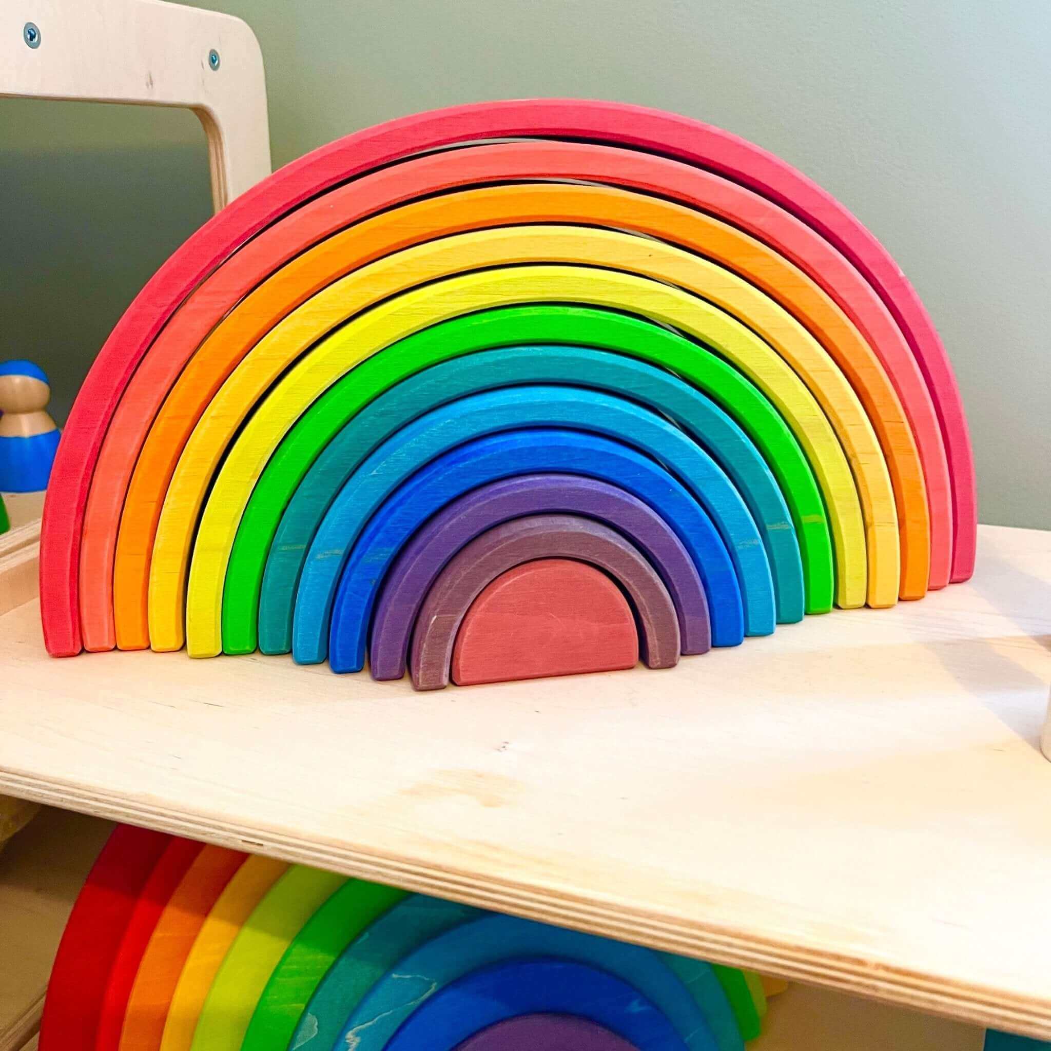 Sustainable Wooden Rainbow Stacker Toy - Montessori Open-Ended Play | Tor’s Story