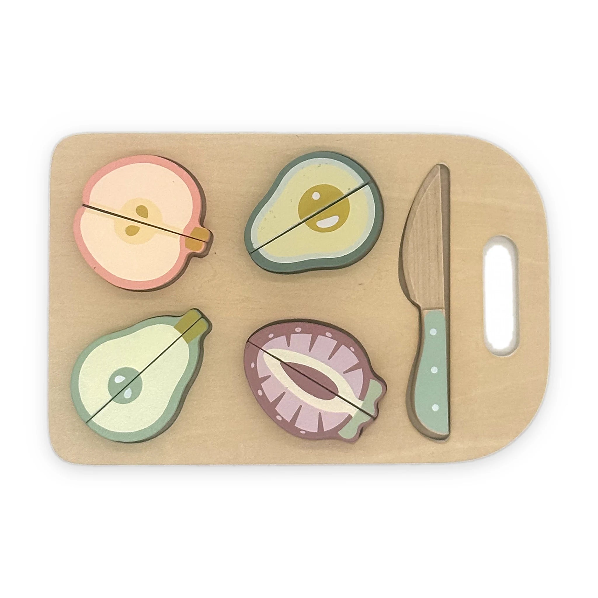Wooden Fruit Cutting Set with Board and Knife