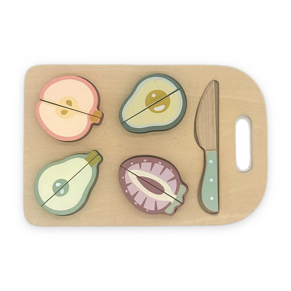 Wooden Fruit Cutting Set with Board and Knife