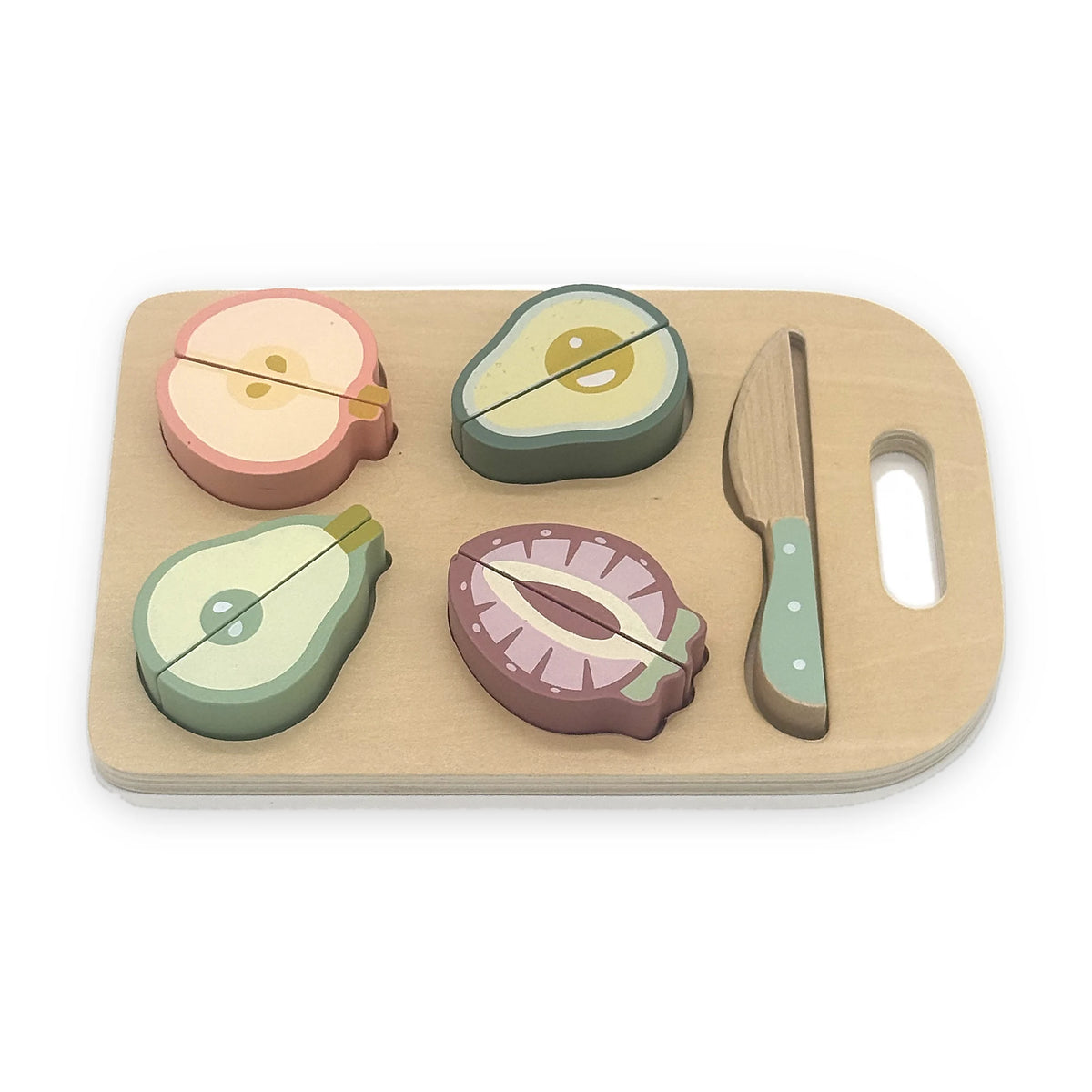 Wooden Fruit Cutting Set with Board and Knife