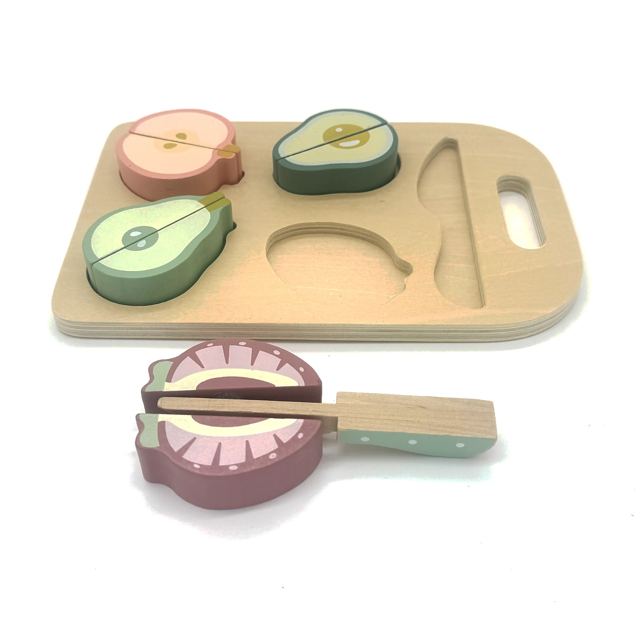 Wooden Fruit Cutting Set with Board and Knife