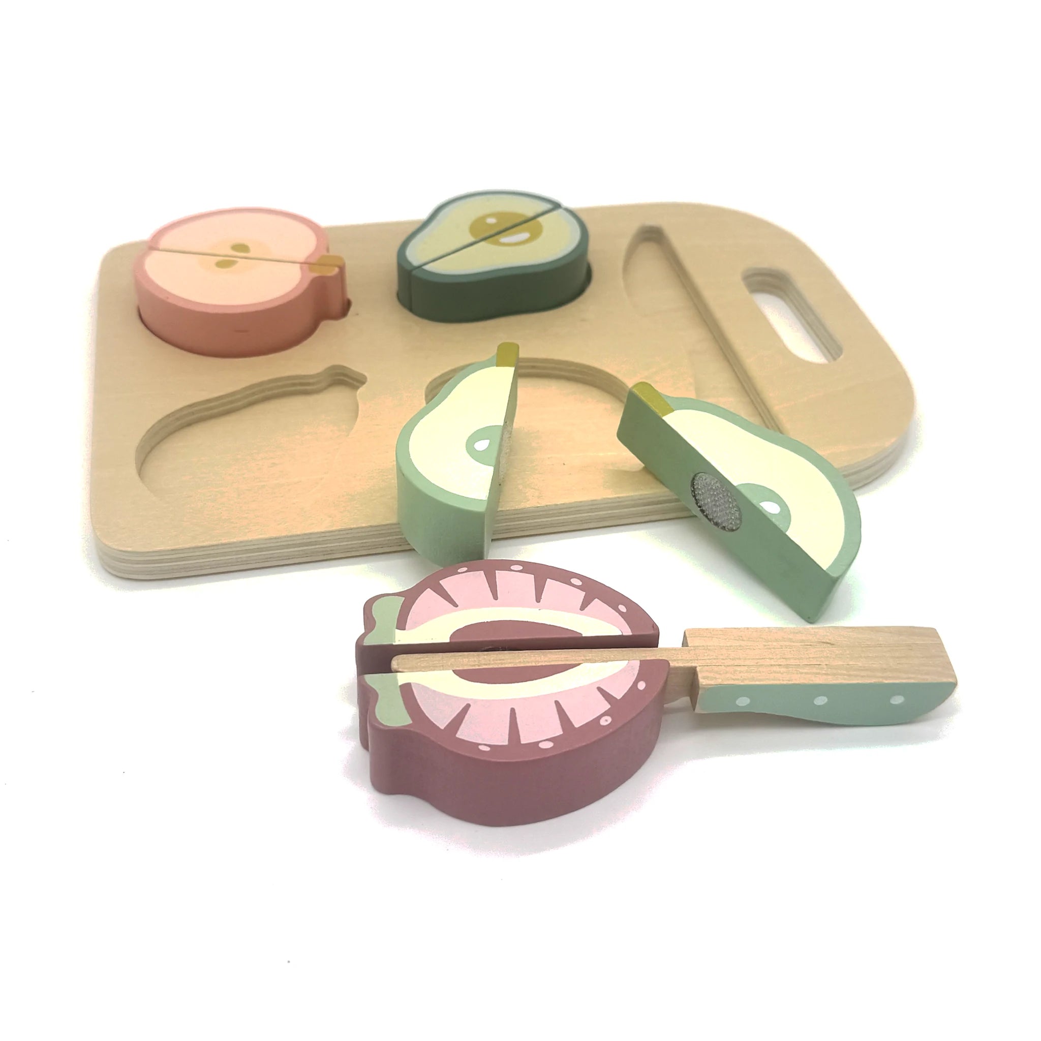 Wooden Fruit Cutting Set with Board and Knife