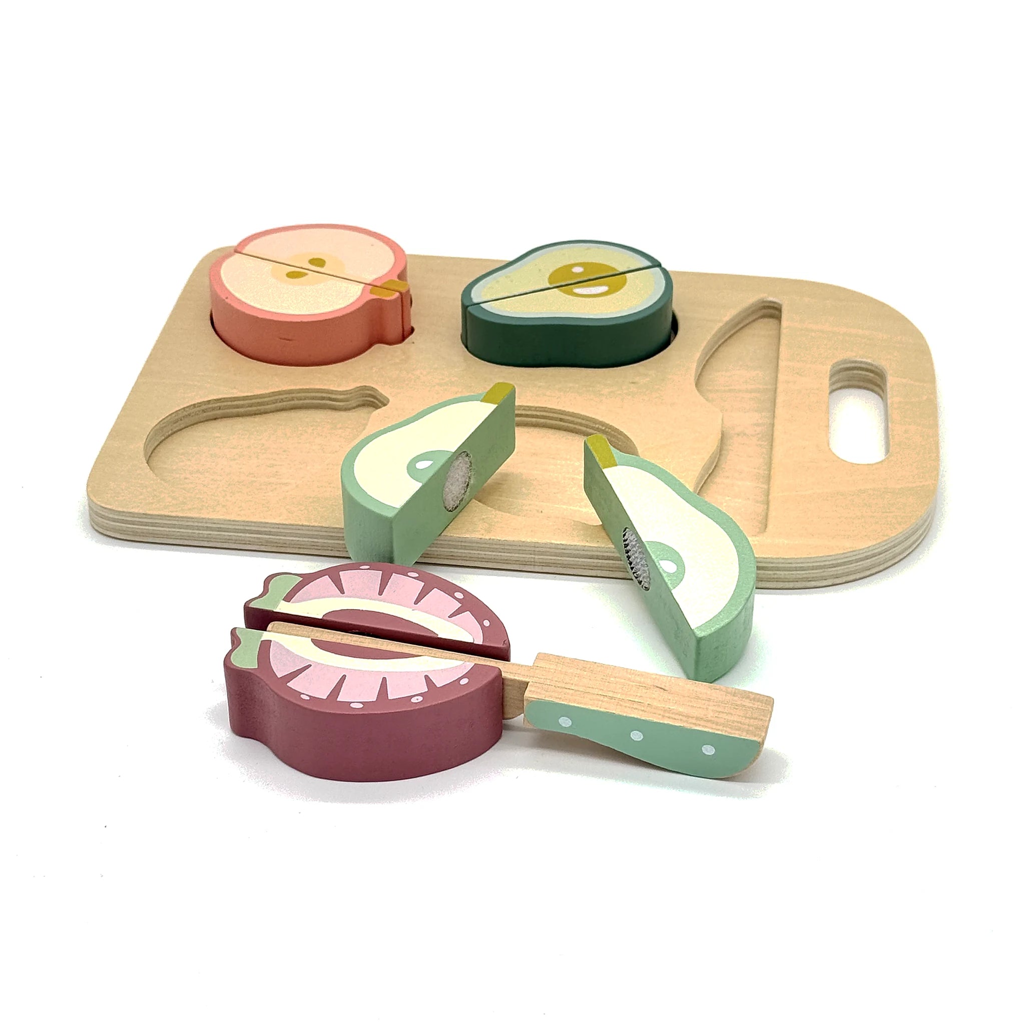 Wooden Fruit Cutting Set with Board and Knife